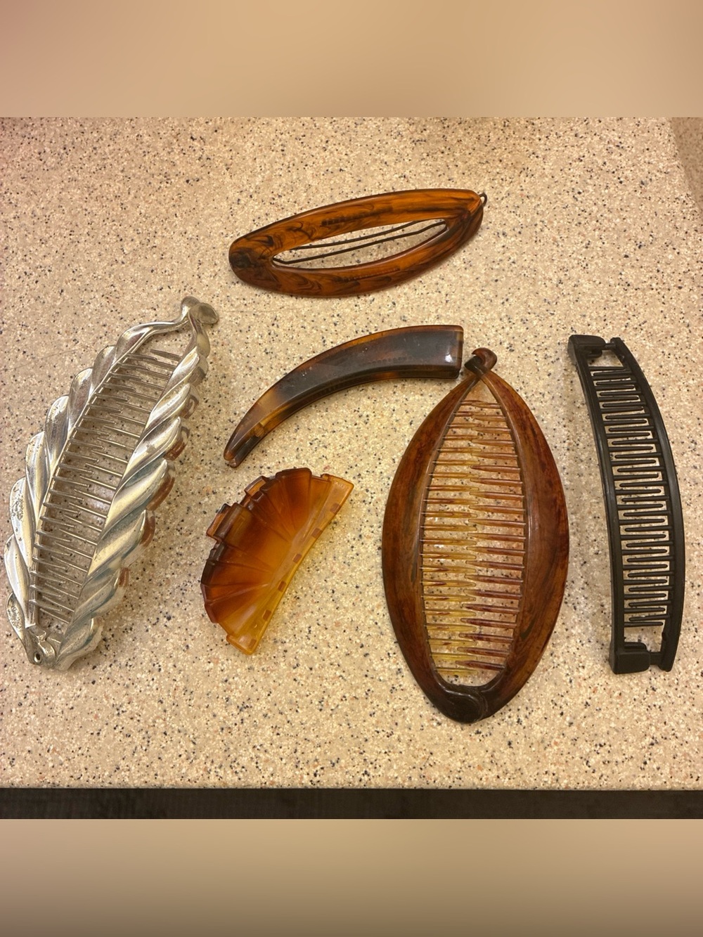 Vintage Classic Tortoiseshell Hair Clip Set 80s-90s banana clips, barrettes, etc